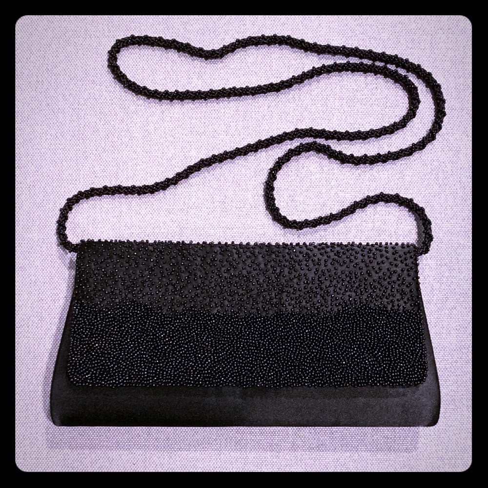 LA REGALE Black City Ombré Beaded Purse